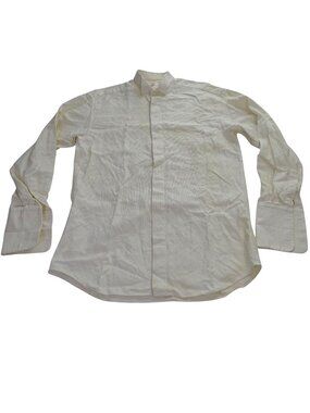 Victor Talbots Mens Ivory Dress Shirt Cotton Button Up Size 15 38 Formal Party